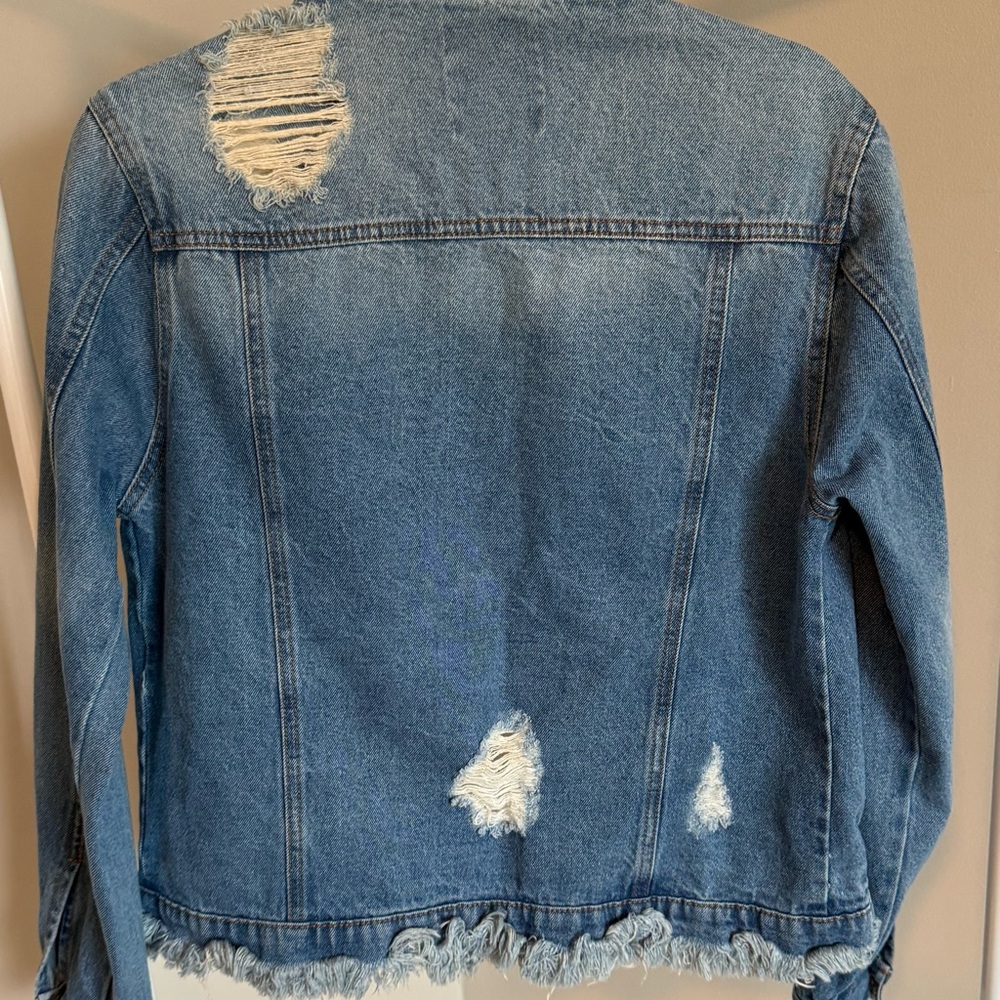Iris Frayed Blue Denim Jacket - Picture 3 of 5